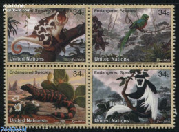 Delcampe - United Nations, New York 2001 Endangered Species 4v [+], Mint NH, Nature - Animals (others & Mixed) - Birds - Cacti - .. - Cactus