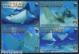 Delcampe - Saint Vincent & The Grenadines 2009 WWF, Spotted Eagle Ray 4v, Mint NH, Nature - Fish - World Wildlife Fund (WWF) - Fische