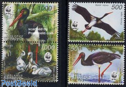 Delcampe - Belarus 2005 WWF, Storch 4v (2v+[:]), Mint NH, Nature - Birds - World Wildlife Fund (WWF) - Belarus