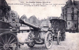 Delcampe - FURNES - VEURNE - Nouvelle Artillerie Lourde Francaise Canon De 120 Et Son Tracteur Automibile  - Guerre 1914/18 - Veurne