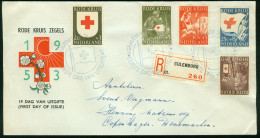 Delcampe - Netherlands FDC 1953 MiNr 615-619 - Red Cross Fund - Registered Cover Sent To Denmark *bel-2118 - FDC