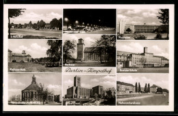 Delcampe - AK Berlin-Tempelhof, S-Bahnhof, Rathaus-Park, Flughafen, Ullsteinhaus, Boelcke-Schule, Tempelhofer Feld-Kirche - Tempelhof