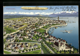 Delcampe - AK Friedrichshafen, Zeppelinfahrt über Die Stadt - Dirigeables