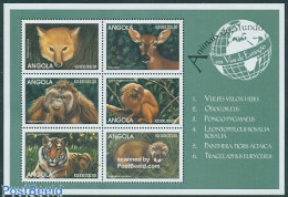 Delcampe - Angola 1999 Animals 6v M/s, Vulpus Velox Hebes, Mint NH, Nature - Animals (others & Mixed) - Cat Family - Monkeys - Angola