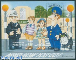 Delcampe - Isle Of Man 1994 Postal Services S/s, Mint NH, Nature - Various - Cats - Post - Police - Art - Children's Books Illust.. - Post