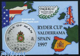 Delcampe - Isle Of Man 1997 Ryder Cup, Golf Sport S/s, Mint NH, Sport - Various - Golf - Sport (other And Mixed) - Maps - Round-s.. - Golf