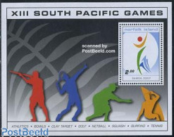 Delcampe - Norfolk Island 2007 South Pacific Games S/s, Mint NH, Sport - Shooting Sports - Sport (other And Mixed) - Tennis - Waffenschiessen