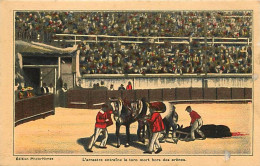 Delcampe - Carte Postale - Corrida - L'arrastre Entraîne Le Toro Mort Hors Des Arènes - Edition Photo-Nimes - Colorisée - Art Peint - Corridas