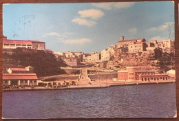 Delcampe - Mahón Menorca 1962 Postal Antigua Circulada Vista Ciudad Puerto Baleares Sello Franco - Menorca