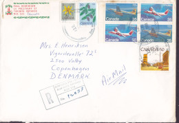 Delcampe - Canada Air Mail Registered Recommandé DON MILLS, ONTARIO 1981 Cover Brief VALBY Denmark 4-Block Aeroplanes Flugzeuge - Lettres & Documents