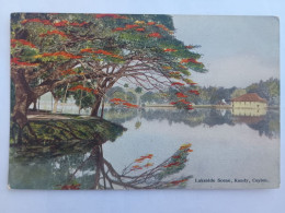 Delcampe - Ceylon Ceylan Lakeside Scene Kandy Old Postcard - Sri Lanka (Ceylon)
