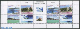 Delcampe - St. Maarten 2013 Island Views 2x4v M/s, Mint NH, Transport - Aircraft & Aviation - Ships And Boats - Avions
