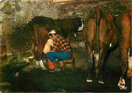 Delcampe - Carte Postale - Animaux - Vaches - Traite - L'homme De L'habitude - Etable - Paysans - Flamme Postale - CPM - Voir Scans - Cows