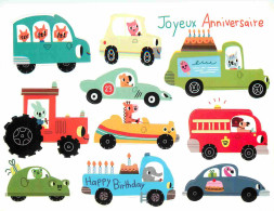 Delcampe - Carte Postale - Automobiles - Gros Plan - Illustration Marion Billet - Stickers Autocollants - Joyeux Anniversaire - CPM - PKW