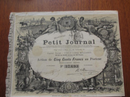 Delcampe - FRANCE - SA DU PETIT JOURNAL - ACTION DE 500 FRS- PARIS 1896 - BELLE ILLUSTRATION - Autres & Non Classés