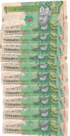 Delcampe - Turkmenistan 10x 1 Manat 2014 UNC "AA" - Turkménistan