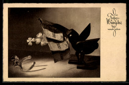 Delcampe - AK Holz-Vogel Mit Geldscheinen Im Schnabel - Münzen (Abb.)