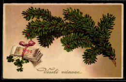Delcampe - AK Banknoten Hängen An Einem Tannenzweig, Veselé Vánoce, Geld - Münzen (Abb.)