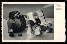 Delcampe - AK Zum Neuen Jahr Die Besten Wünsche, Glücksbringer, Geld - Münzen (Abb.)