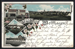 Delcampe - Lithographie Wolfhagen, Bahnhof, Landrathsamt, Viadukt, Ortsansicht - Wolfhagen
