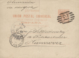 Delcampe - CUBA. 1893. EP 12 Circulado A Hannover (Alemania). Mat.Paquebot Parrilla Numeral 12.Manuscrito "Alemania Vía New York". - Kuba (1874-1898)