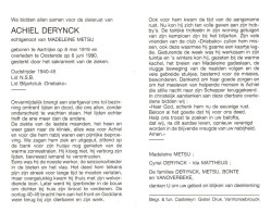 Delcampe - Achiel Derynck (1919-1990) ~ Oudstrijder (1940-1945) - Andachtsbilder