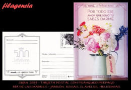 Delcampe - CUBA. ENTEROS POSTALES. TARJETA POSTAL FRANQUEO PREPAGO. 2019 DÍA DE LAS MADRES. ROSAS. ARREGLO FLORAL - Autres & Non Classés