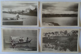 Delcampe - 4 PHOTOGRAPHIE INDOCHINE VIETNAM LAC SAINT-BENOIT ANIMATIONS MILITAIRES MILITARIA VILLAS Bateau BAC Pêche Années 1950 - Vietnam