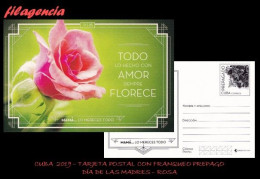 Delcampe - CUBA. ENTEROS POSTALES. TARJETA POSTAL FRANQUEO PREPAGO. 2019 DÍA DE LAS MADRES. ROSAS. ROSA ROSADA - Autres & Non Classés