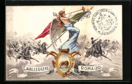 Delcampe - Cartolina Soldaten Der Kavallerie Regiment Nr. 20 Im Sturmangriff, Cavalleggeri Roma (20) - Regimente