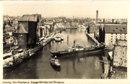 Delcampe - CPA Gdańsk Danzig, Mottlau Und Lange Brücke Mit Krantor - Danzig