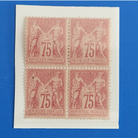 Delcampe - Sage 1885 , Numéro 81 , 75 Cts  Rose En Bloc De 4 ,  2 Exemplaires * Et 2 ** , Cote * 13500 Euros RARE - 1876-1898 Sage (Tipo II)
