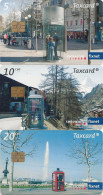 Delcampe - Switzerland: Swisscom 2004 - Telefonkabinen Zürich, Zermatt, Genf - Telefone