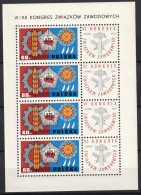 Delcampe - Poland - Mi:1769KB / Fi:Blok 48 - 1967 - 6th Trade Union Congress - ** (MNH) - Blocs & Feuillets
