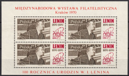 Delcampe - Poland - Mi:Block 42 / Fi:Blok 65 - 1970 - Lenin(1870-1924) Russian Communist Leader - ** (MNH) - Blocs & Feuillets