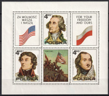 Delcampe - Poland - Mi:Block 63 / Fi:Blok 96 - 1975 - Bicentennial Of US Independence – Poles In American Life - ** (MNH) - Blocs & Feuillets