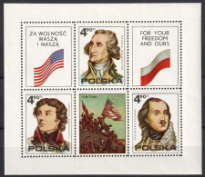 Delcampe - Poland - Mi:Block 63 / Fi:Blok 96 - 1975 - Bicentennial Of US Independence – Poles In American Life - ** (MNH) - Blocs & Feuillets
