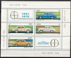 Delcampe - Poland - Mi:Block 66 / Fi:Blok 99 - 1976 - Automobiles, Zeran Factory, Warsaw, 25th Anniv. - ** (MNH) - Blocs & Feuillets