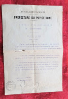 Delcampe - Extrait Conforme 1916 Préfecture Puy-de-Dôme-Conseil Arrondissement Clermont-Ferrand-WWI Cachet Signé Secrétaire Général - Historische Dokumente