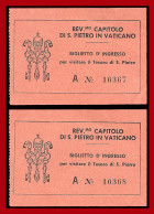 Delcampe - Vaticano, Probably 1950s. 2 Tickets “per Vizitare Il Tesoro Di S.Pietro" [47347] - Tickets D'entrée