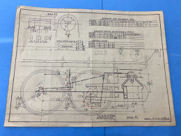 Delcampe - DISEGNO TECNICO LOCOMOTIVA TRENO?? LEGNANO G.COLOMBO 1940 . - Andere Pläne