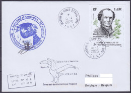Delcampe - TAAF – St-Paul & Amsterdam - Cachets DISAMS & Ornitho 74e Mission - Oblit. Martin-de-Viviès 15-4-2023 (au Dos: Cachets I - Storia Postale