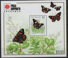 Delcampe - Nouvelle-Zélande 1991 Animaux , Animals : Papillons , Butterflies XXX - Blocks & Kleinbögen