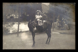 Delcampe - ANIMAUX - ANE ET FILLETTE - CARTE PHOTO ORIGINALE - Esel