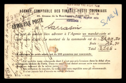 Delcampe - TIMBRES  - AGENCE COMPTABLE DES TIMBRES-POSTE COLONIAUX - CARTE DE SERVICE - Briefmarken (Abbildungen)
