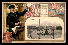 Delcampe - TIMBRES - REPRESENTATION - REPUBLIQUE FRANCAISE - FACTEUR - CARTE GAUFFREE - Briefmarken (Abbildungen)