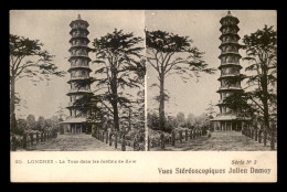 Delcampe - CARTES STEREOSCOPIQUES - LONDRES - LA TOUR DANS LES JARDINS DE KEW - VUES JULIEN DAMOY - Estereoscópicas