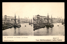 Delcampe - CARTES STEREOSCOPIQUES - LONDRES - LA TAMISE - LA DOUANE - VUES JULIEN DAMOY - Estereoscópicas