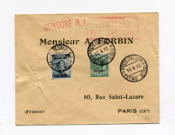 Delcampe - !!! COLONIE ITALIENNE EGEE, LETTRE DE PATMO POUR PARIS DE 1917 AVEC CENSURE - Egée (Patmo)
