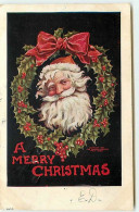 Delcampe - N°4341 - A Merry Christmas - Père Noel Dans Une Couronne De Houx - Santa Claus